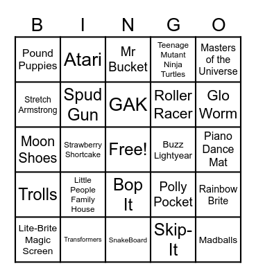 12 - 80's Toys Bingo Card