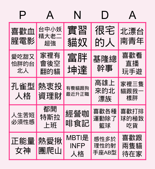 foodpanda Bingo Card