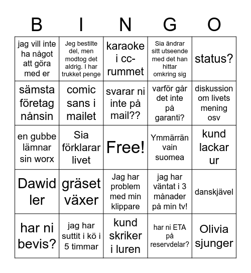 KK bingo Card