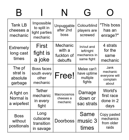 Pandaemonium Abyssos Bingo Card