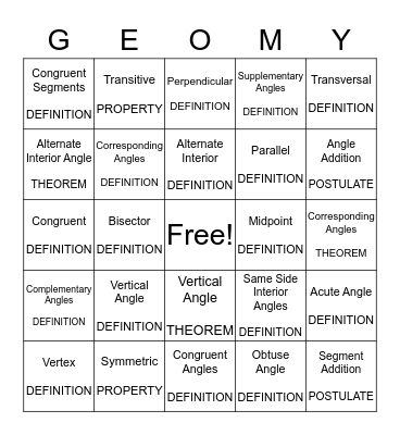 Unit 1 BINGO Card