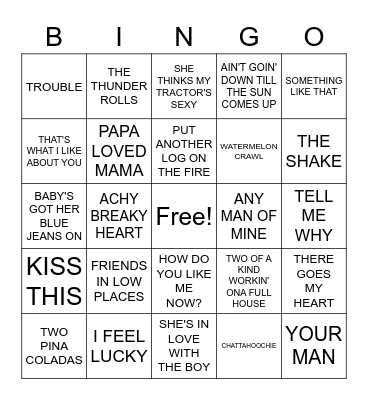 GARTH BROOKS RADIO Bingo Card