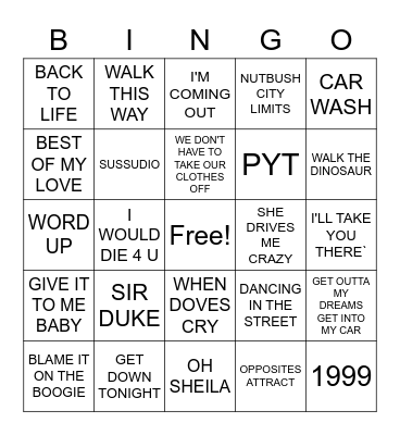 PRINCE RADIO Bingo Card