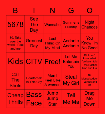 Red - Animal Bingo Card