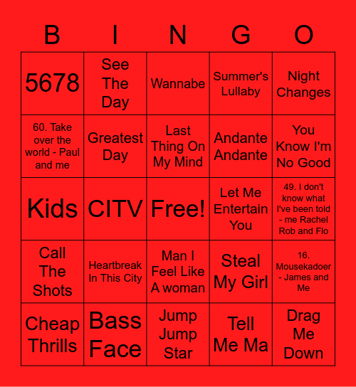 Red - Animal Bingo Card