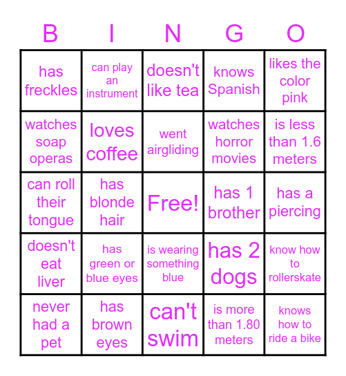 Find someone that... Bingo Card