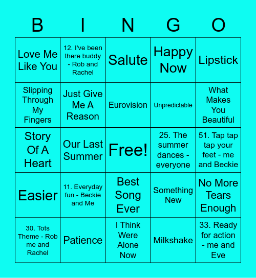 Light Blue - Animal Bingo Card