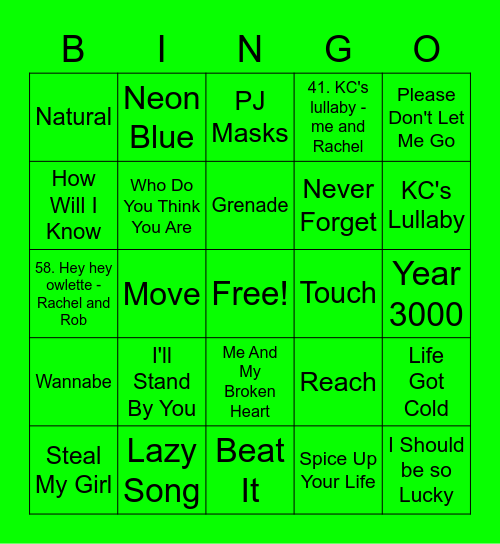 Green - Animal Bingo Card
