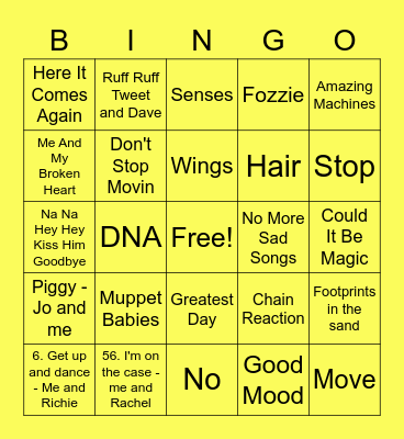 Yellow - Animal Bingo Card