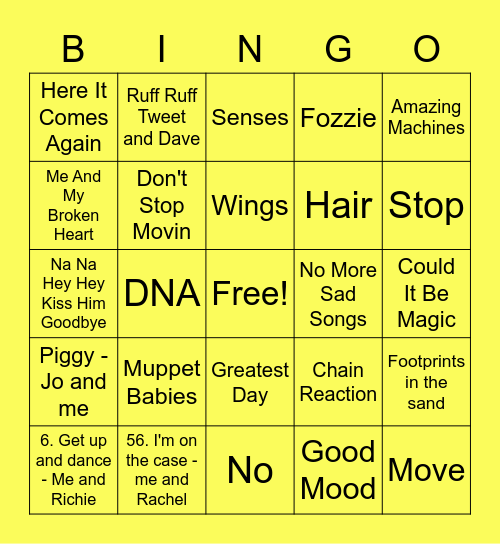 Yellow - Animal Bingo Card