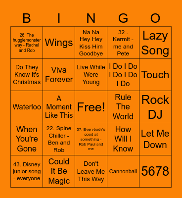 Orange - Animal Bingo Card