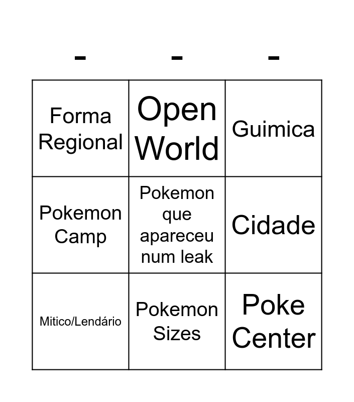 Pokemon SV Bingo Card