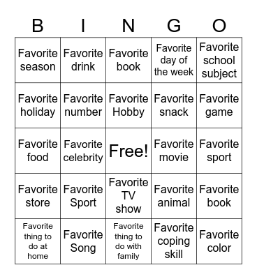 Getting to Know You Bingo Card