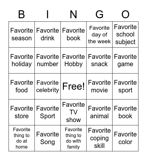 Getting to Know You Bingo Card