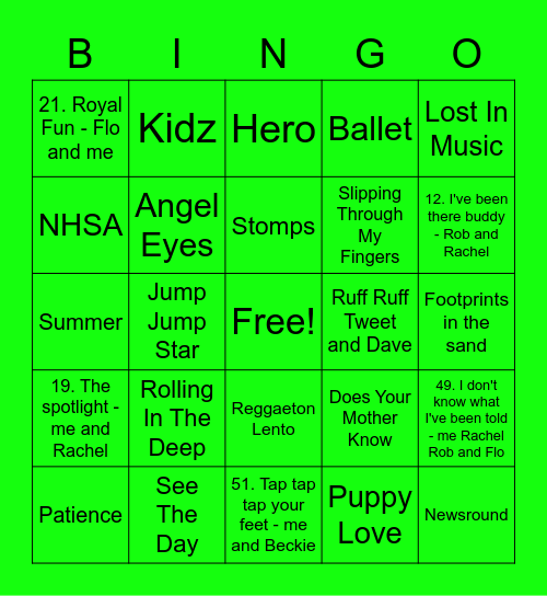 Green - Skye Bingo Card