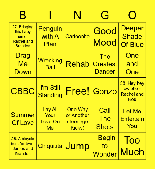Yellow - Skye Bingo Card