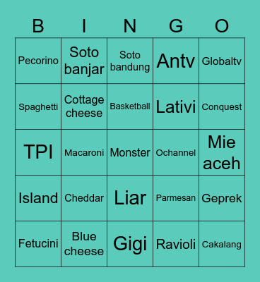 JIRR Bingo Card