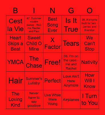 Red - Summer Bingo Card