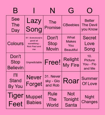 Pink - Summer Bingo Card