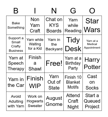 glittergirl94 - August Bingo Card