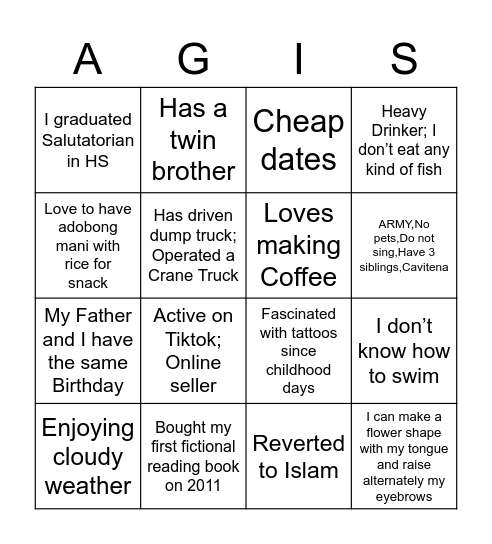 AGIS MTM Bingo Card