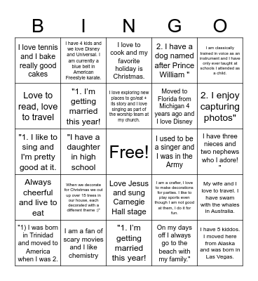 Mater Academy Davenport Bingo Card