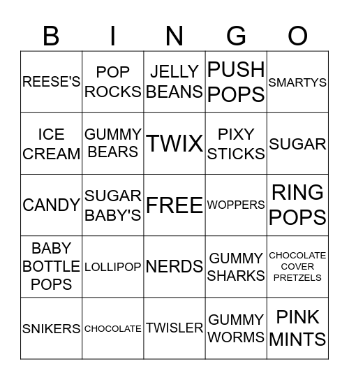 MAG AND SYD'S CANDY Bingo Card