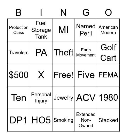 LSA Bingo Card