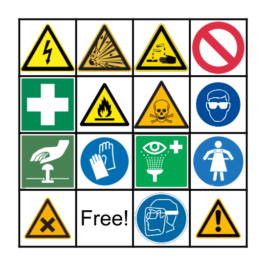 Health and Safety Signs Bingo Card