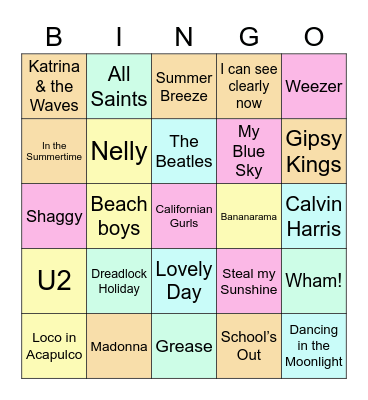 Summer Bingo Card