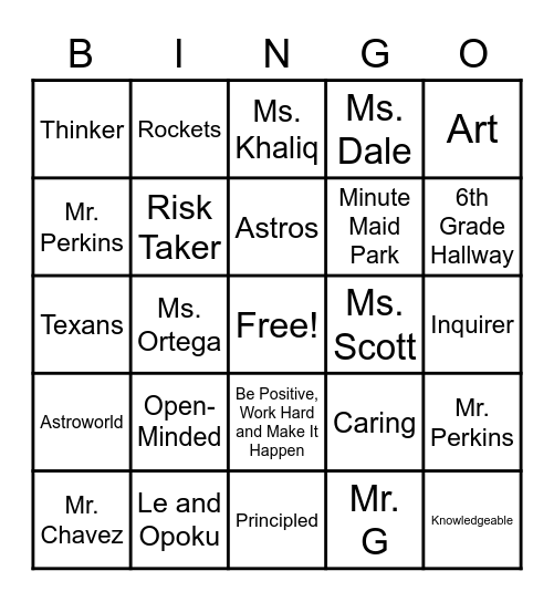 Ortiz Bridge Camp Bingo Card