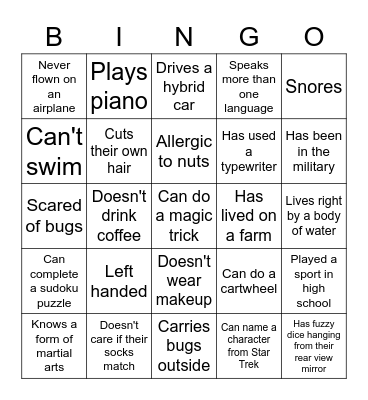 People Bingo Card