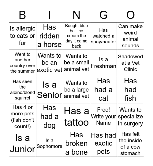 PVA BINGO! Bingo Card