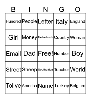 Meeting people Bingo Card