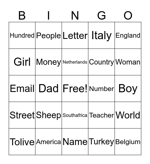 Meeting people Bingo Card