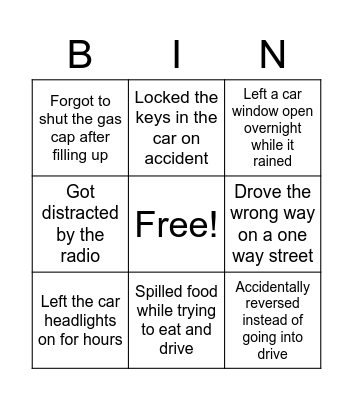 Never Have I Ever.... Bingo Card