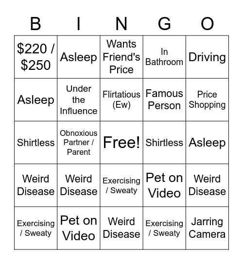VCON Bingo - August 2020 Bingo Card