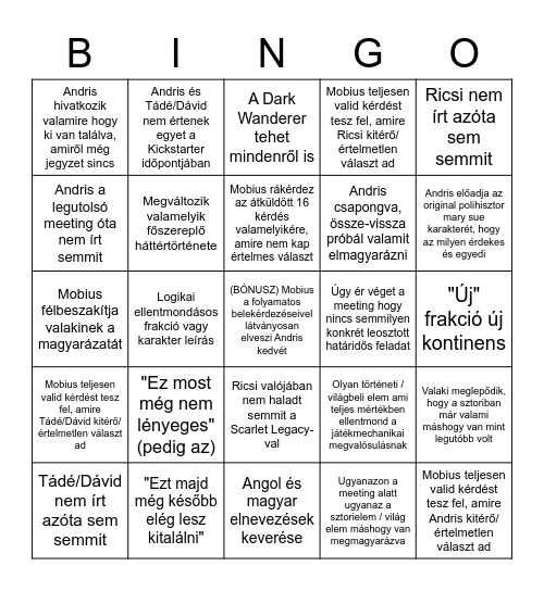 Esszencia Bingo Card