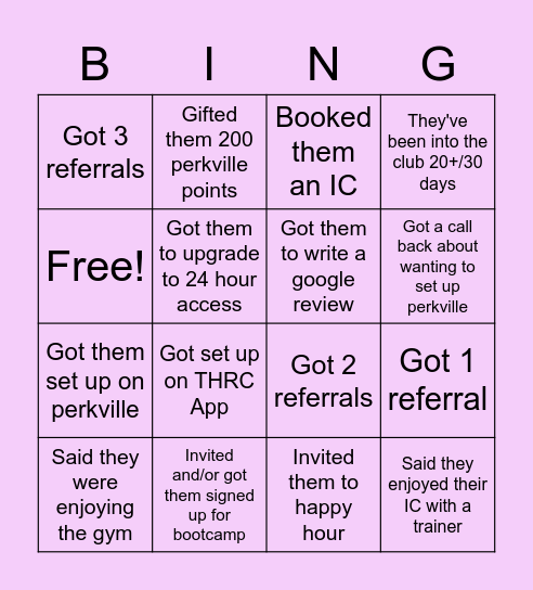 30 Day Retention Bingo Card