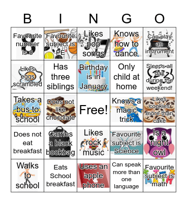 Get to know you Bingo! Bingo Card