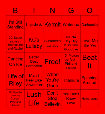 Red - Katy Bingo Card