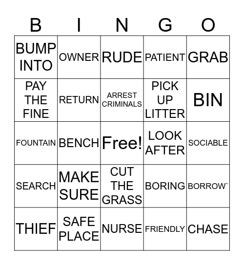 TOWNS AND CITIES Bingo Card