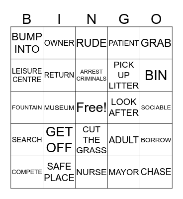 TOWNS AND CITIES Bingo Card