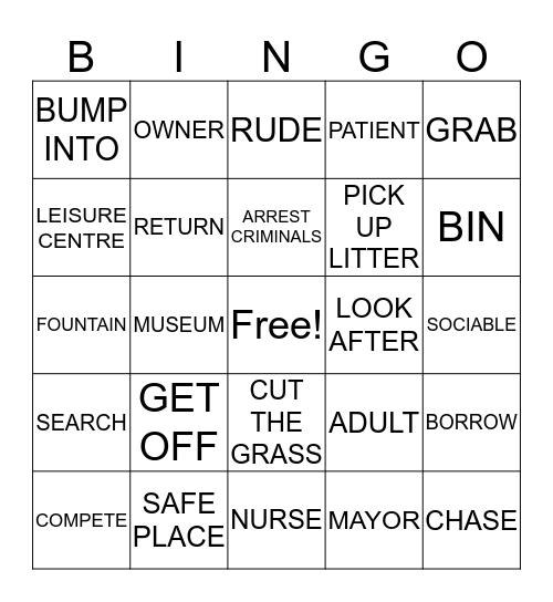 TOWNS AND CITIES Bingo Card