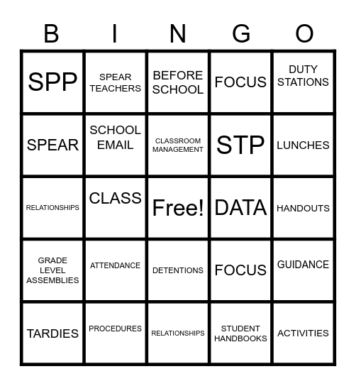 Beasley's Buzz Words Bingo Card