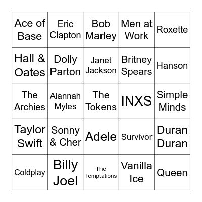 Billboard 2 Bingo Card