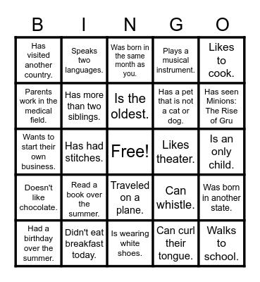 Find Someone Who... Bingo Card