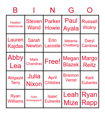 New Faculty Bingo Card