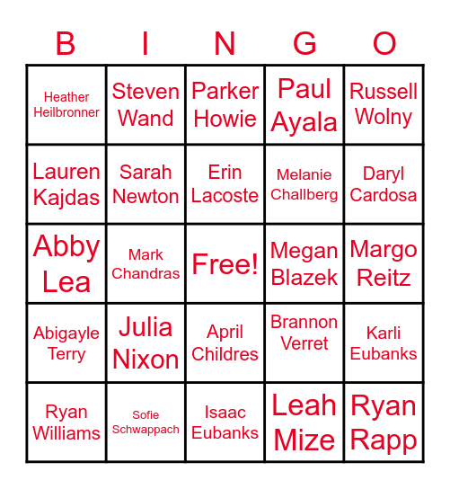 New Faculty Bingo Card