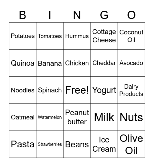 food-group-bingo-card